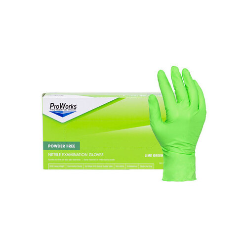 GL-NG107FM 6 MIL NEON GREEN POWDER FREE NITRILE GLOVES - MED - 100CT/BX - NEW MICRO FINE TEXTURED GRIP